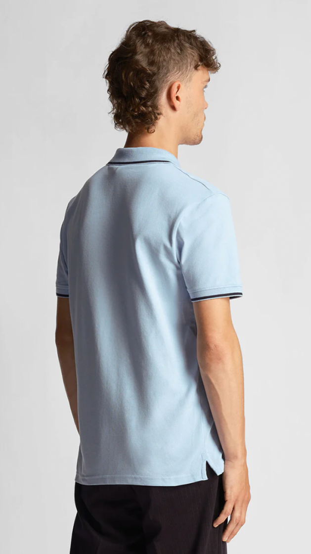 Tipped polo shirt W535-LightBlue/