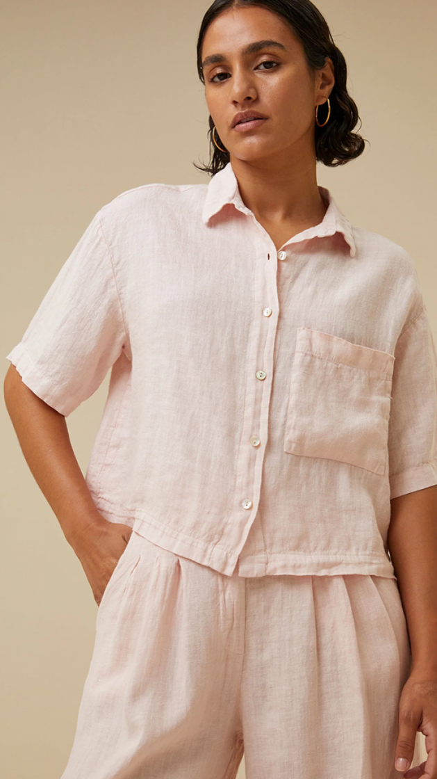 Cris linen blouse 036-Cipria Pink