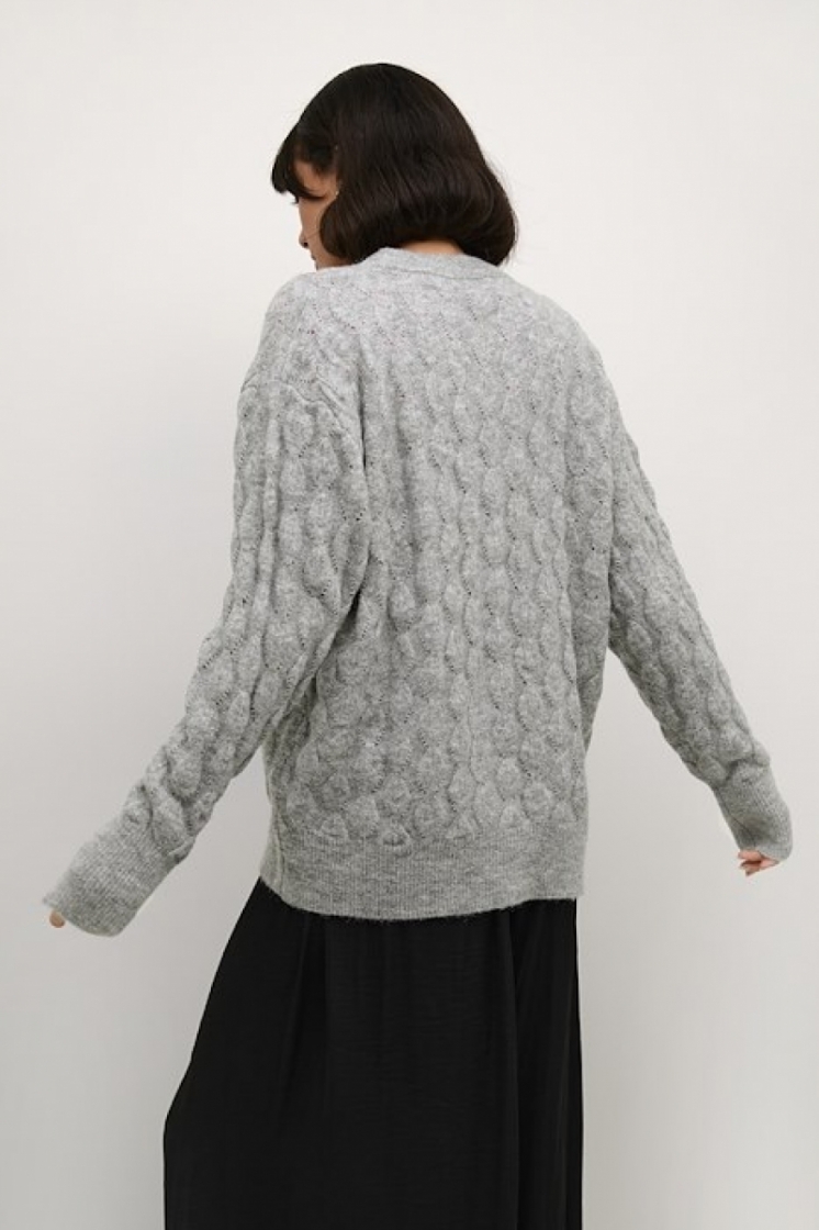 KAmalene knit cardigan 100123-Grey Mel