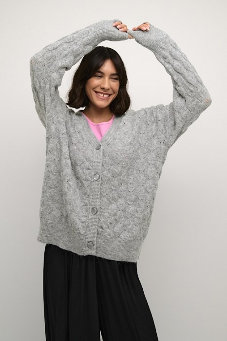 KAmalene knit cardigan 100123-Grey Mel