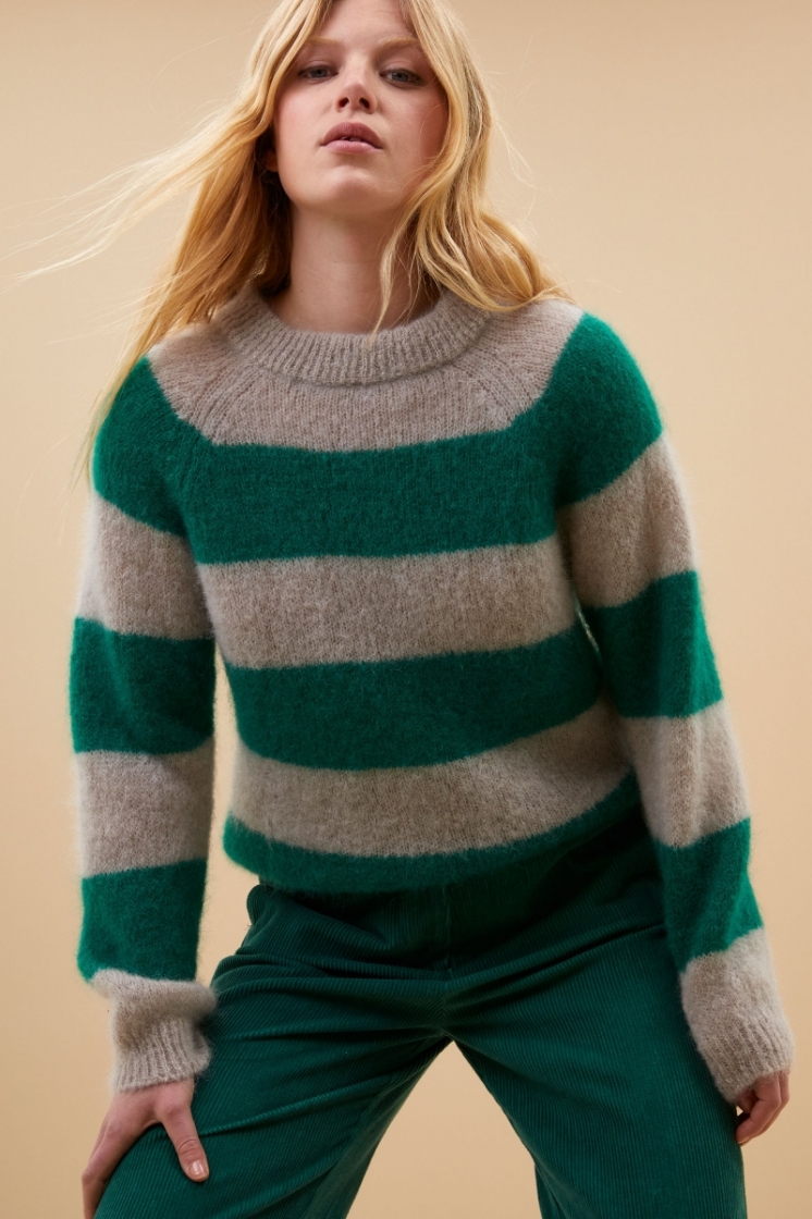 sian stripe pullover 423-Evergreen