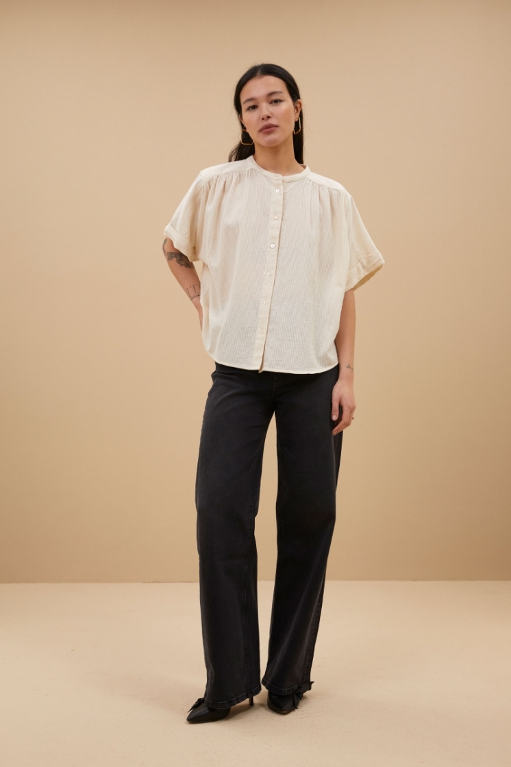 alex rib blouse 010-off white