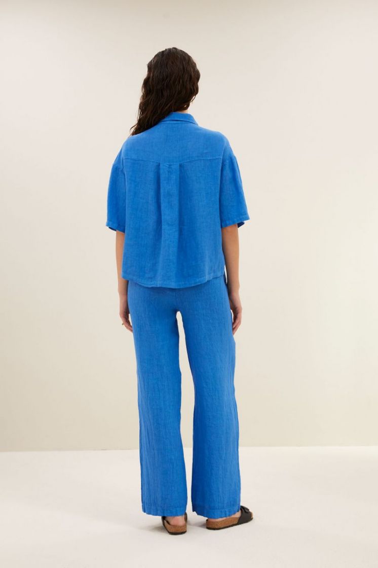 Cris linen blouse 675-Queens Blue