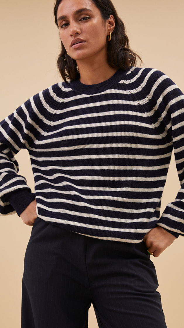 duccio stripe pullover 856-Midnight