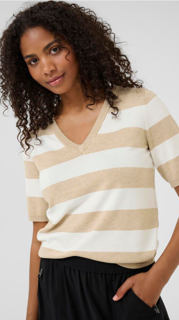 KAlizza striped V-neck 107582-Feather