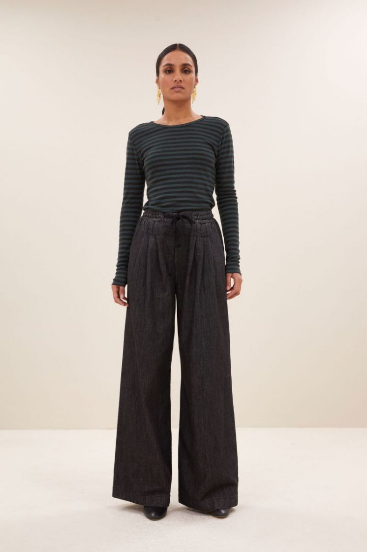 Basic ls melange stirpe top  475-Dried basil