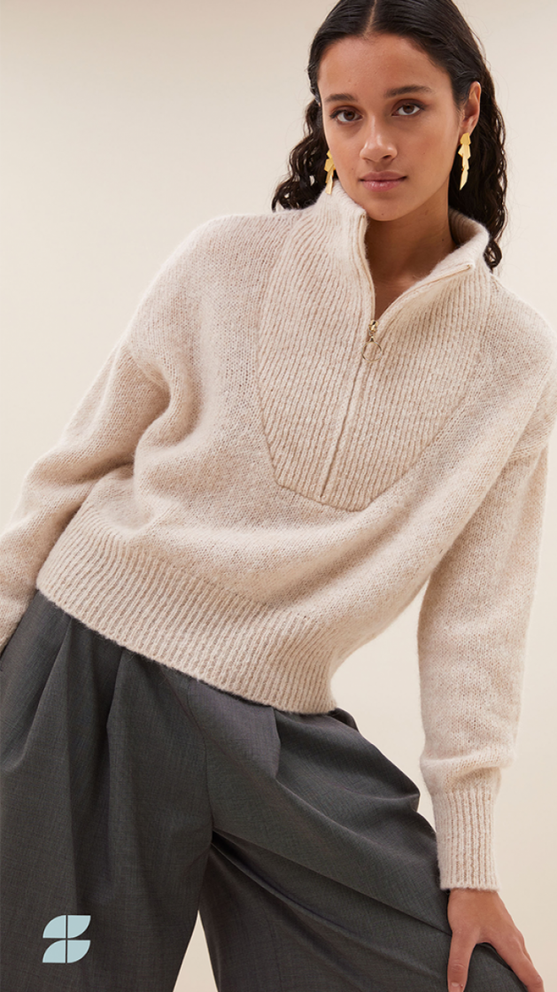 Boxy beau pullover 018-chalk