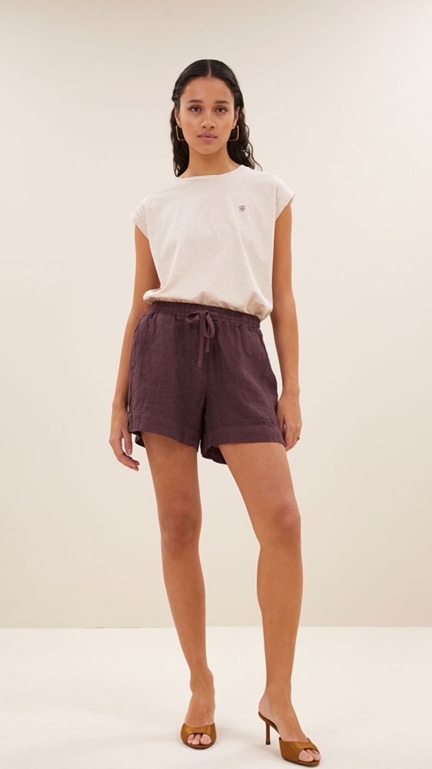 Lio linen shorts 336-Plum