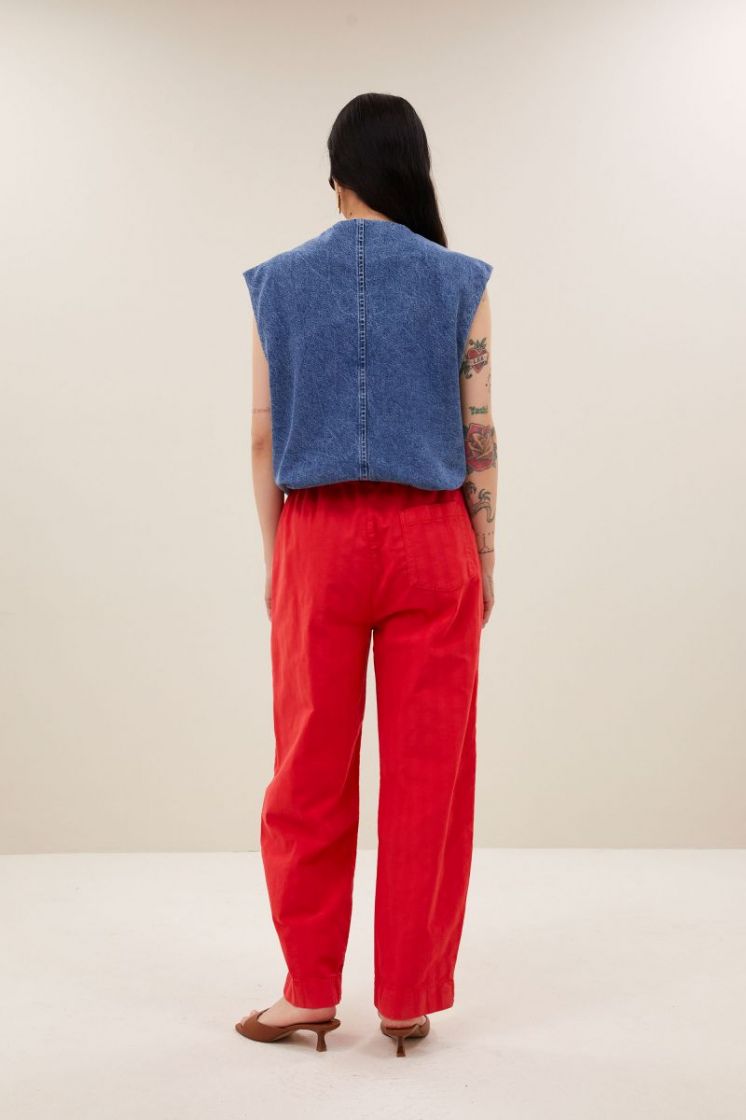 Maggie Denim Sleeveless Jacket 1638-Mid Denim