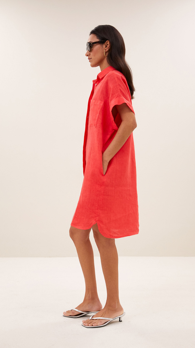 Hella Linen Dress 332-Lipstick