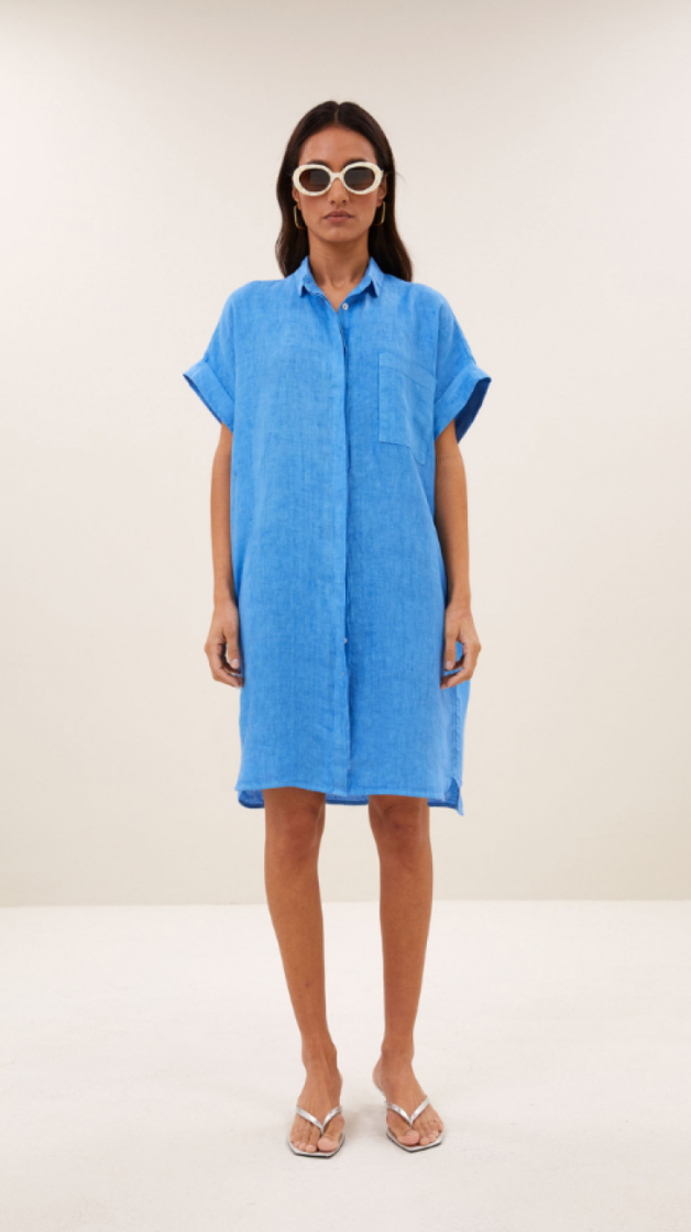 Hella Linen Dress 1639-Regatta Bl