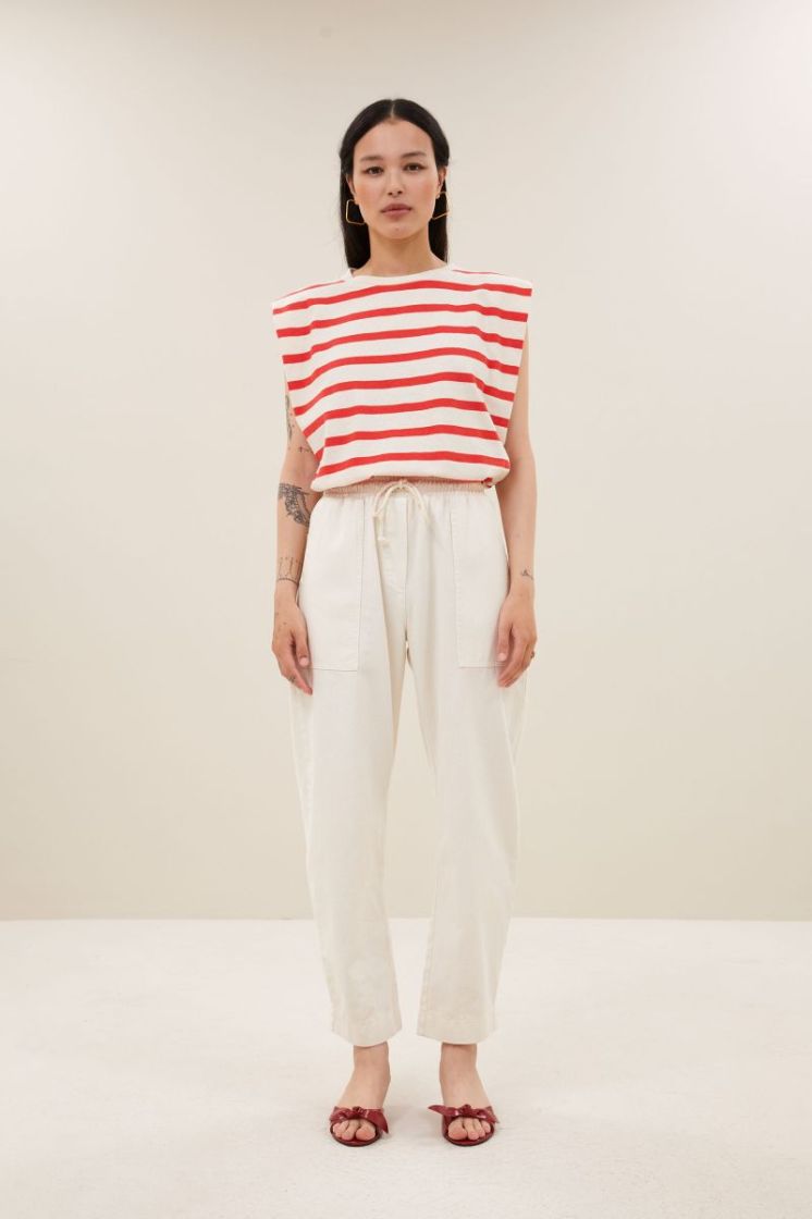 Diede Stripe Top 1323-Poppy Red 