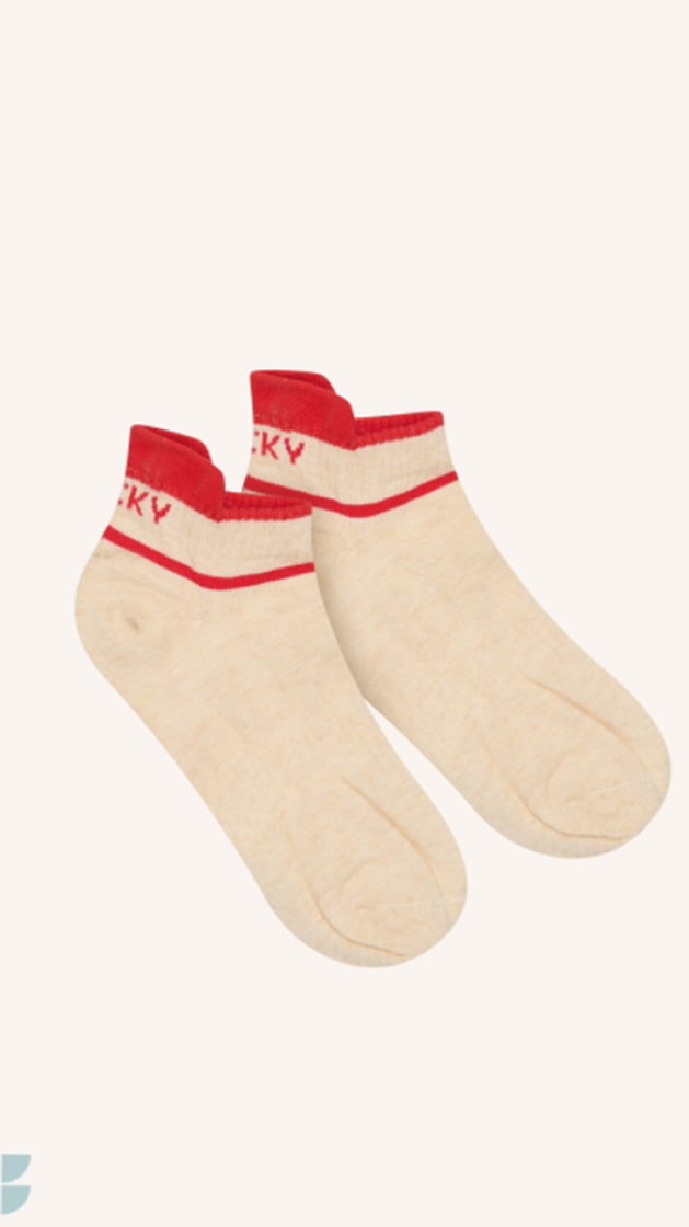 Logo short oyster socks 305-poppy red