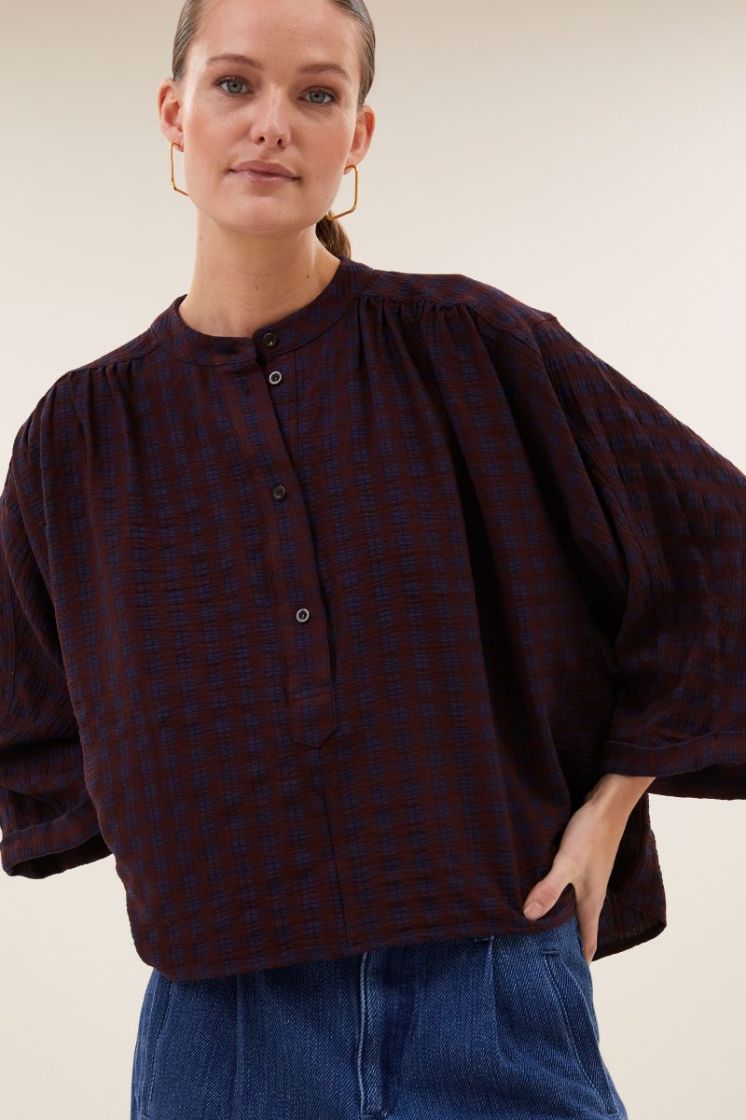 Jess Blouse 1341-Wine Check