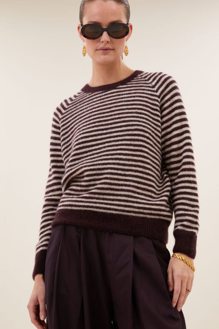 Sally Stripe Pullover 1342-Burgundy C