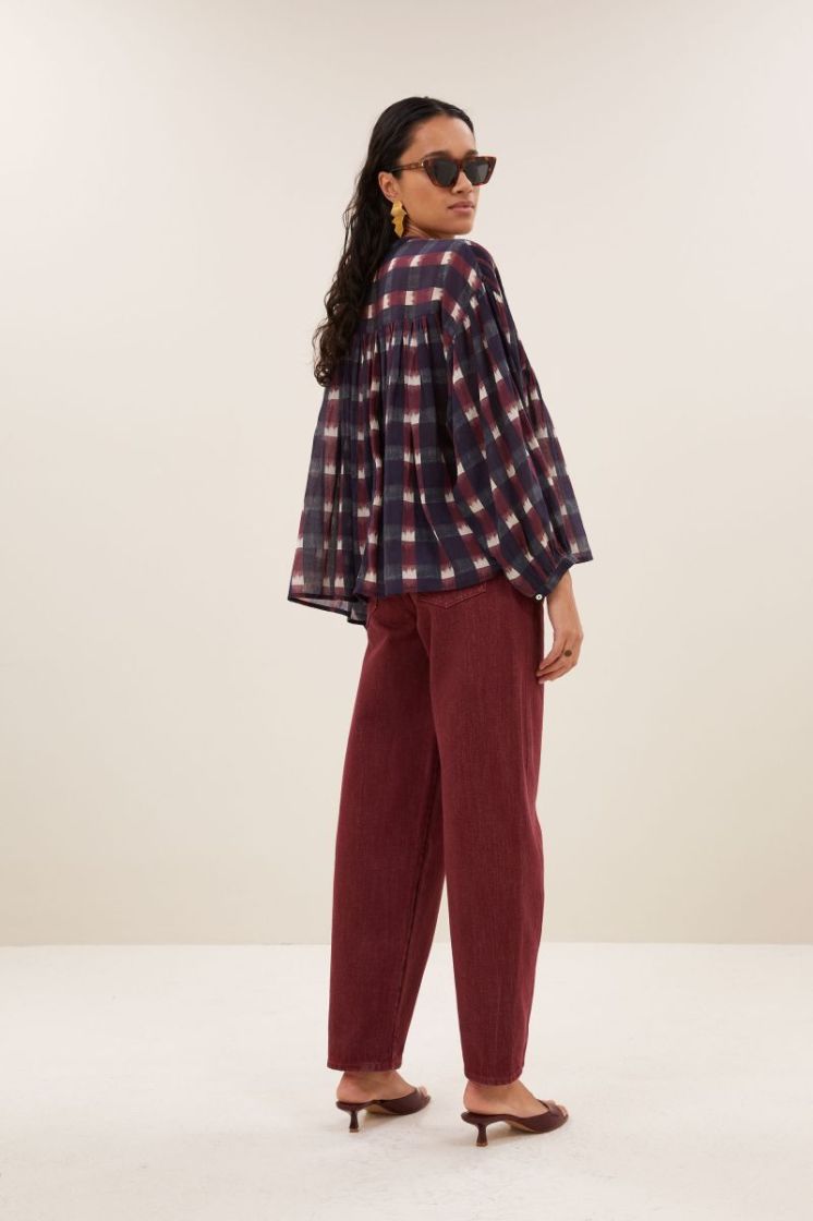 Mine Ikat Blouse 911-Wine Ikat P