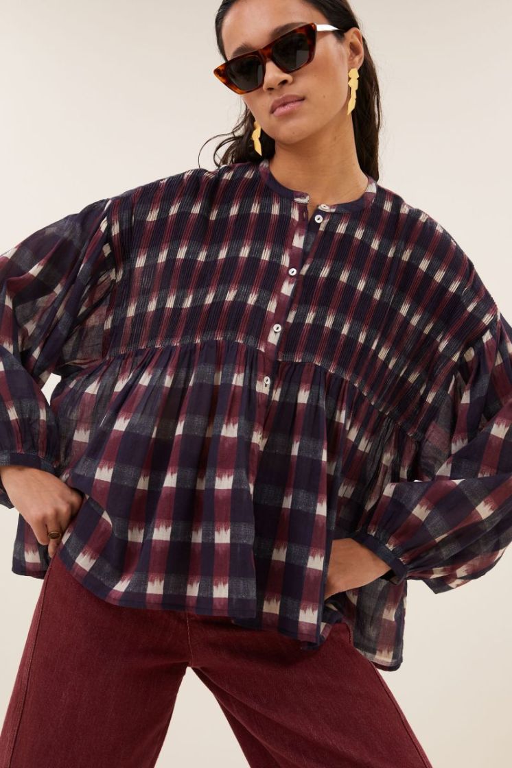 Mine Ikat Blouse 911-Wine Ikat P
